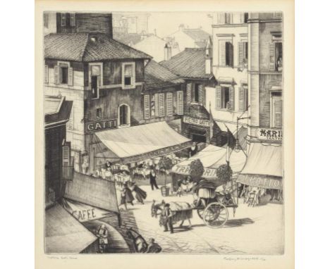 †GEOFFREY HEATH WEDGWOOD, RE (1900-1977) TRATTORIA GATTI ROME etching, 1930,  signed by the artist in pencil, dated  and insc