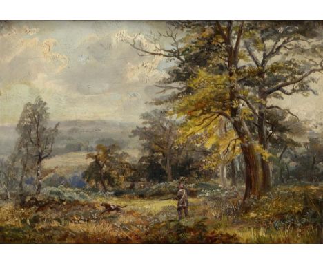 HUDSON WELLS, 19TH CENTURY A PATH IN HORNCLIFFE WOOD; SHOOTING IN HORNCLIFFE WOOD  a pair, both signed and dated '82, one ins