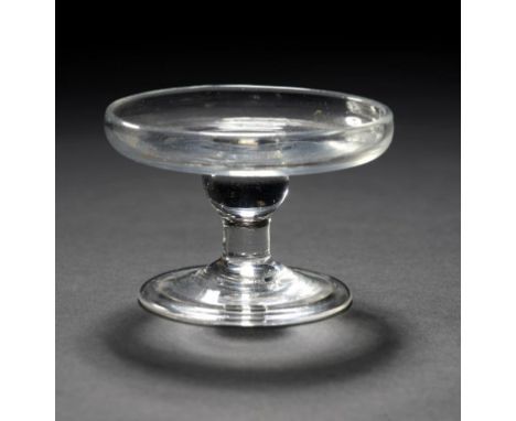 A GLASS PATCH STAND, C1770  with knopped solid stem, folded foot, 5.5cm h ++In fine condition