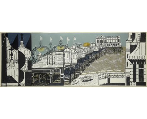 †EDWARD BAWDEN, RA (1903-1989) BRIGHTON PIER  linocut in colour on wove from the first edition, signed by the artist in penci