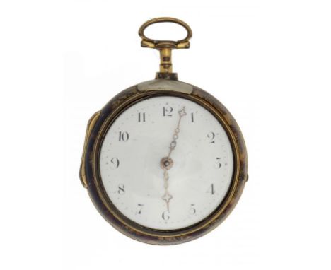 AN ENGLISH GILTMETAL PAIR CASED VERGE WATCH HUGH BAYLISS LONDON  No 145, with enamel dial and flat centred glass, the movemen