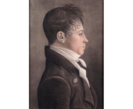 FRENCH SCHOOL, EARLY 19TH CENTURY PORTRAIT OF A MAN; PORTRAIT OF A YOUNG MAN,  A PENDANT bust length in profile, pastel, 39.5