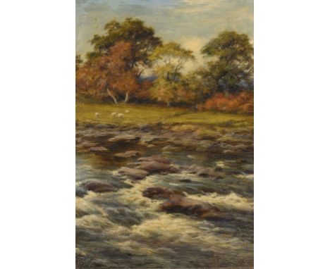 JOSEPH FARQUHARSON, RA (1846-1935) A RIVER IN SPEIGHT signed, oil on artist's board, 34.5 x 24cm and a studio photograph of t