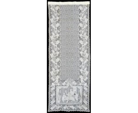 A NOTTINGHAM LACE PANEL  OF EXHIBITION QUALITY BY SIMON, MAY & CO, LATE 19TH C  of curtain lace,  in a design of playing card