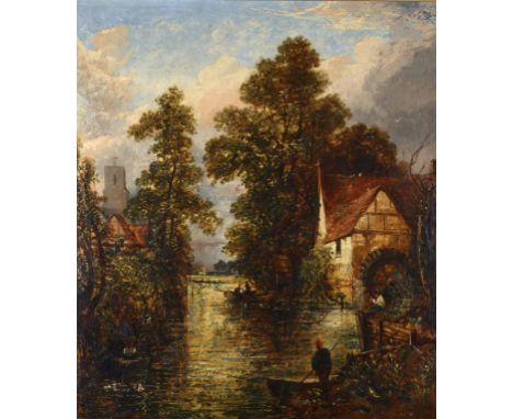 ATTRIBUTED TO JOSEPH PAULL (1804-1887) THE WATERMILL  99 x 86cm ++Patch repair extreme left lower centre, overpainting and re
