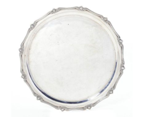 A VICTORIAN SILVER SALVER 41 cm diam, by Mappin & Webb, London 1890, 48ozs ++In good condition with light wear and scratches 