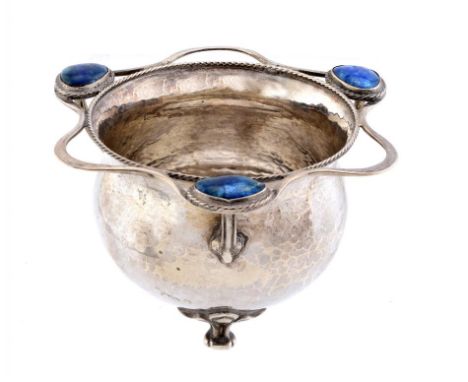 AN OMAR RAMSDEN SILVER AND TRANSLUCENT ENAMEL BOWL 7.5cm h, mark of Ramsden & Carr and engraved OMAR RAMSDEN ET ALWYN CARR ME