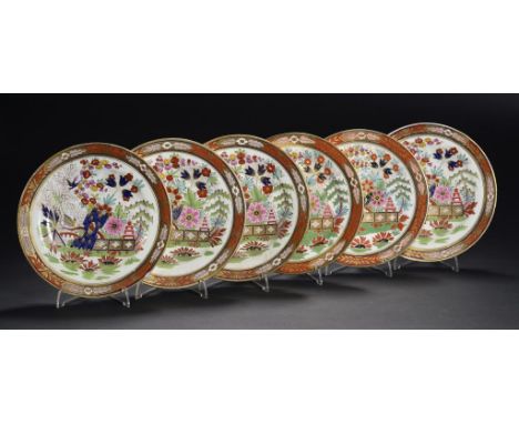 SIX BARR, FLIGHT & BARR JAPAN PATTERN PLATES, C1810  20.5cm diam, impressed and/or printed mark ++One or two plates with ligh