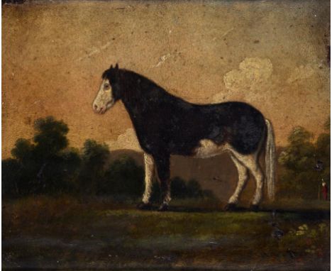 G A GILL, 19TH CENTURY PORTRAIT OF A PIEBALD HORSE IN A LANDSCAPE  indistinctly signed, oil on board, 17.5 x 21cm ++Localised