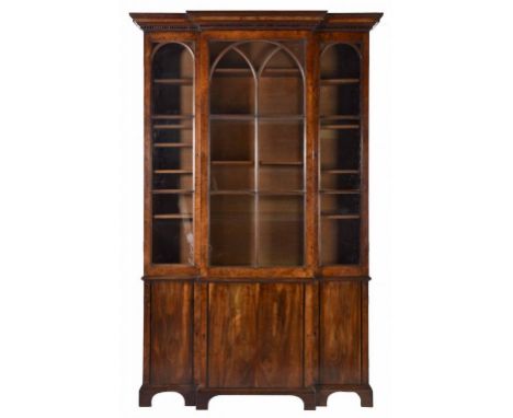 A    GEORGE III  AMBOYNA, MAHOGANY  AND SPECIMEN  VENEERED 'COTTONIAN'  BOOKCASE, ATTRIBUTED TO ROBERT TUSON, C1780   of brea