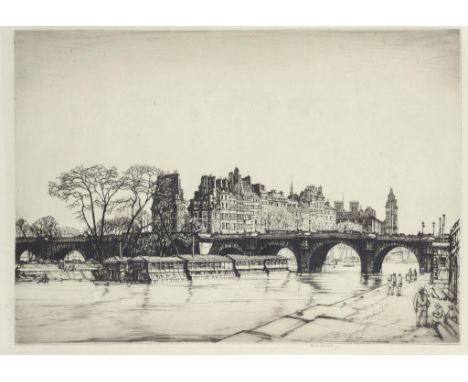†CHARLES HENRY BASKETT, RE (1872-1953) THE EDGE OF THE MARSH  aquatint, signed by the artist in pencil, 22 x 35.5cm and an et
