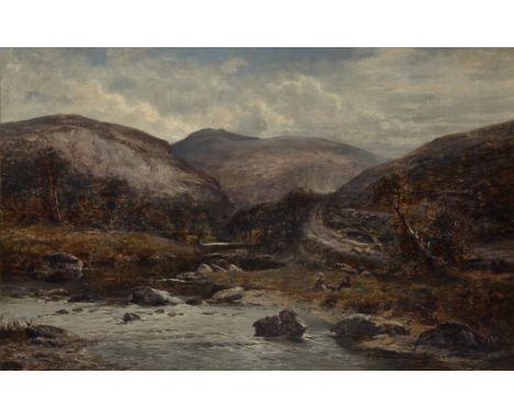 WILLIAM E HARRIS (1860-1930) IN THE ABER VALLEY  signed and dated 1880, signed and dated again and inscribed verso, oil on ca