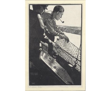 IVY ANNE ELLIS (EXH 1920-1939) TRAWLERS   wood engraving, signed by the artist in pencil and inscribed, 21.5 x 14cm and two c