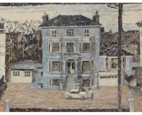 STANLEY PAYNE, 20TH CENTURY  STREET SCENE signed verso, with inscription on RCA label, oil on hardboard, 70 x 91cm ++In fine 