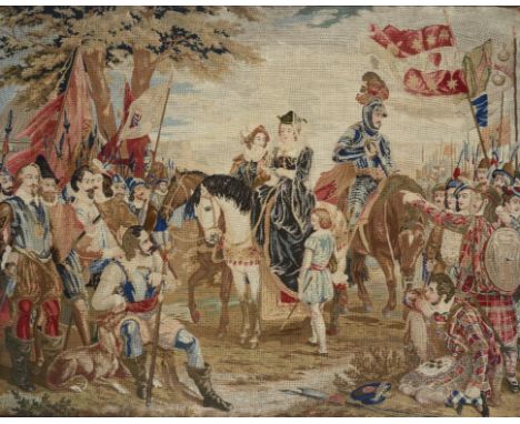 A VICTORIAN BERLIN WOOLWORK PICTURE, C1850  70 x 89cm, maple frame ++A good example with light fading but not moth holed, in 