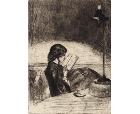 JAMES ABBOTT MCNEILL WHISTLER (1834-1903) READING BY LAMPLIGHT, K32, M30, GLASGOW 37 etching and drypoint, 1859, third state 