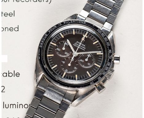 A VERY RARE GENTLEMAN'S STAINLESS STEEL OMEGA SPEEDMASTER PROFESSIONAL "PRE MOON" CHRONOGRAPH BRACELET WATCH DATED 1968, REF.