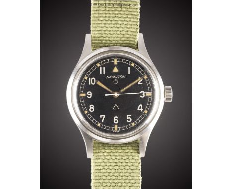 A GENTLEMAN'S STAINLESS STEEL BRITISH MILITARY HAMILTON RAF PILOTS WRIST WATCH CIRCA 1960sMovement: 17J, manual wind, cal. 75