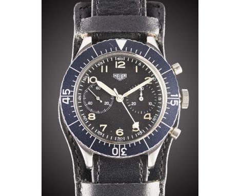 A GENTLEMAN'S STAINLESS STEEL UNISSUED HEUER "BUND" FLYBACK CHRONOGRAPH WRIST WATCHCIRCA 1970, REF. 1550 SG Movement: 17J, ma