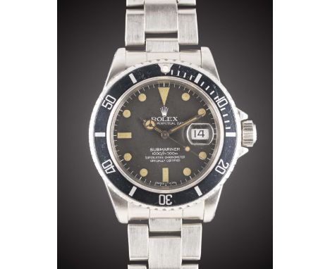 A GENTLEMAN'S STAINLESS STEEL ROLEX OYSTER PERPETUAL DATE SUBMARINER BRACELET WATCHCIRCA 1981, REF. 16800 "TRANSITIONAL" MODE