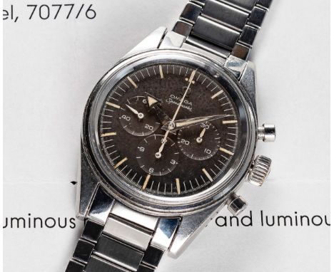 AN EXTREMELY RARE GENTLEMAN'S STAINLESS STEEL OMEGA SPEEDMASTER CHRONOGRAPH BRACELET WATCH DATED 1958, REF. CK 2915-1 WITH ST