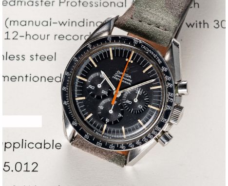 A VERY RARE GENTLEMAN'S STAINLESS STEEL OMEGA SPEEDMASTER PROFESSIONAL "ULTRAMAN" CHRONOGRAPH WRIST WATCH DATED 1968, REF. 14