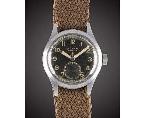 A GENTLEMAN'S BRITISH MILITARY BUREN GRAND PRIX W.W.W. WRIST WATCH CIRCA 1940s, PART OF THE "DIRTY DOZEN"Movement: 15J, manua