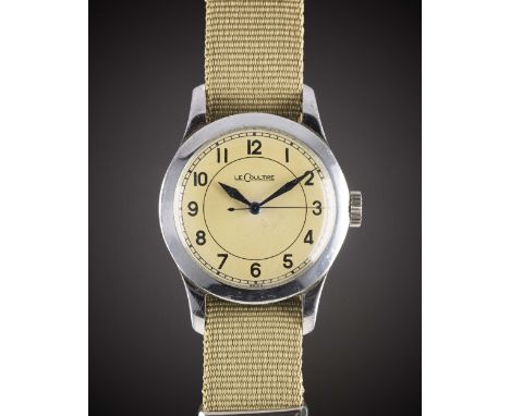 A GENTLEMAN'S BRITISH MILITARY LECOULTRE RAF PILOTS WRIST WATCH CIRCA 1940, WITH ORIGINAL DIALMovement: Manual wind, cal. 470