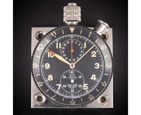 A RARE HEUER SUPER AUTAVIA CHRONOGRAPH DASHBOARD WATCH CIRCA 1960sMovement: Manual wind, hacking seconds, signed Heuer.Case: 