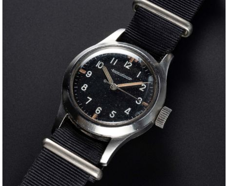 A RARE GENTLEMAN'S STAINLESS STEEL BRITISH MILITARY JAEGER LECOULTRE MARK 11 RAF PILOTS WRIST WATCH DATED 1948, WITH "WHITE 1