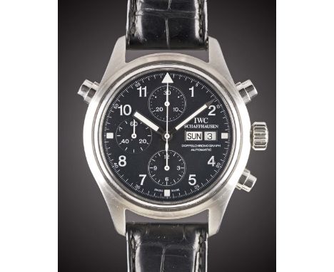 A GENTLEMAN'S STAINLESS STEEL IWC DER DOPPELCHRONOGRAPH SPLIT SECONDS AUTOMATIC CHRONOGRAPH WRIST WATCH CIRCA 2000s, REF. 371