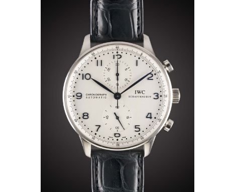 A GENTLEMAN'S STAINLESS STEEL IWC PORTUGUESE AUTOMATIC CHRONOGRAPH WRIST WATCH CIRCA 2000s, REF. IW371446Movement: Automatic,