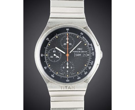 A GENTLEMAN'S TITANIUM IWC PORSCHE DESIGN TITAN AUTOMATIC CHRONOGRAPH BRACELET WATCH CIRCA 1990s, WITH PORSCHE DESIGN BOX, IW