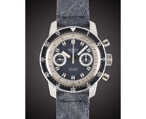 A GENTLEMAN'S STAINLESS STEEL RESTON "BIG BOY" CHRONOGRAPH WRIST WATCH CIRCA 1970 Movement: 17J, manual wind, Valjoux cal. 77