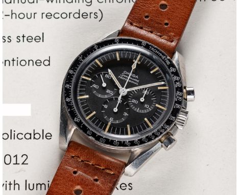 A RARE GENTLEMAN'S STAINLESS STEEL OMEGA SPEEDMASTER PROFESSIONAL "PRE MOON" CHRONOGRAPH WRIST WATCH DATED 1967, REF. 105.012