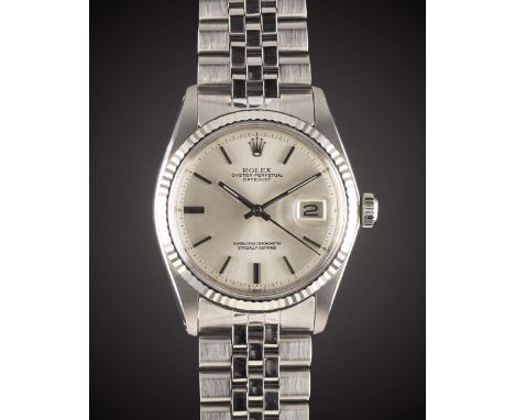 A GENTLEMAN'S STEEL & WHITE GOLD ROLEX OYSTER PERPETUAL DATEJUST BRACELET WATCHCIRCA 1972, REF. 1601 Movement: 26J, automatic