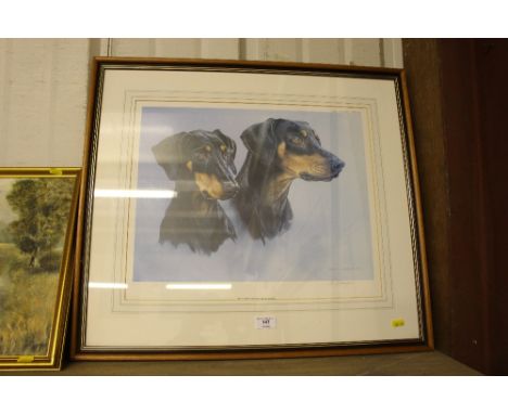 Vic Granger, pencil signed limited edition print of two dogs