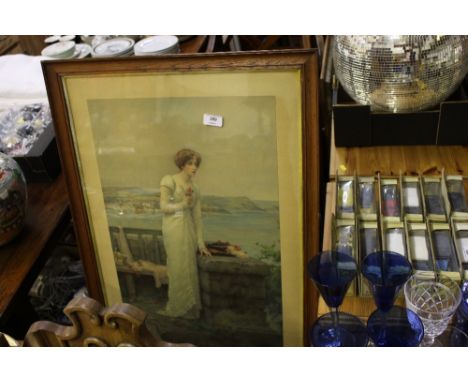 An Edwardian coloured print "A Ship In Sight"