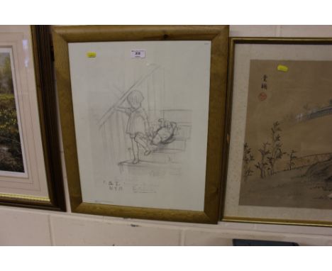 A pine framed Winnie the Pooh print 