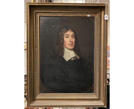 POSIBLY CIRCLE OF ADRIAN HANNEMAN - DUTCH C1601-1671 PORTRAIT OF YOUNG MAN OIL ON CANVAS - 76 X 57 WITH FRAME