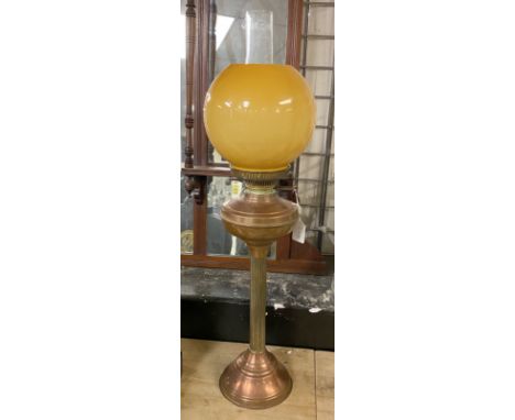 ANTIQUE COPPER &amp; BRASS OIL LAMP 70CMS (H)