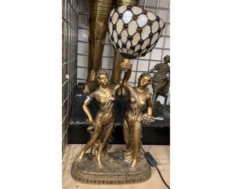 VINTAGE ART NOUVEAU STYLE FIGURAL TABLE LAMP 58CMS (H)