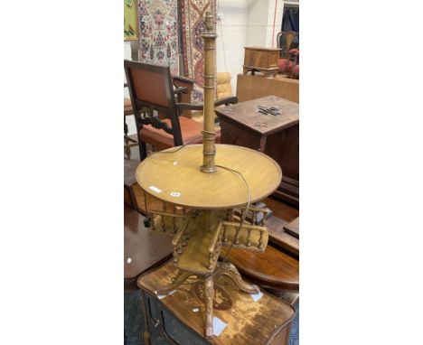 REVOLVING GALLERY TABLE, STANDARD LAMP &amp; VANLEIGH FURNITURE 