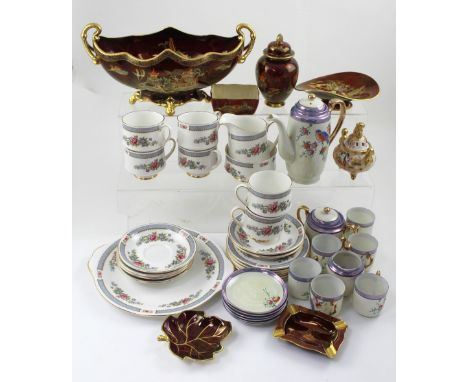 A mixed group of ceramics to include Carltonware British stamp 'Rouge Royale' pin dish, a twin-handled Campagna vase, ginger 