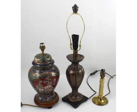 Two non-matching table lamps, one Classical urn style, one in the form of an Oriental baluster vase decorated with flora, fol