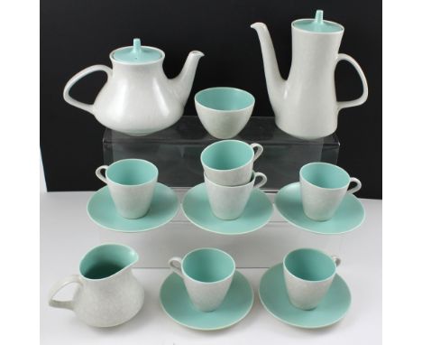 A vintage Poole part tea service comprising six cups, saucers, coffee pot and teapot (some af). CONDITION REPORT Chipped to t