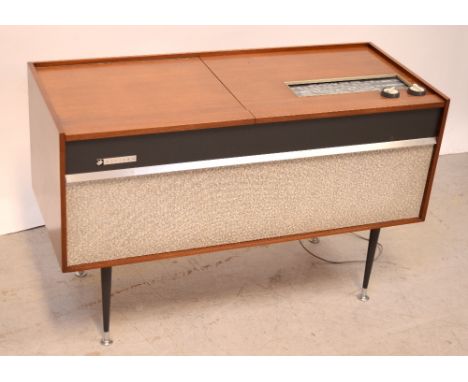 A vintage 'Defiant' teak radiogram model AF73, 60 x 96cm.