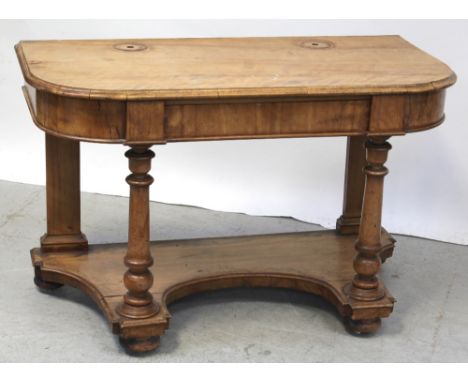 A Victorian walnut Duchess dressing table, one central drawer to tapering turned column supports to front and slab supports t