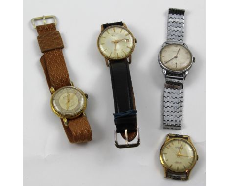 Four vintage wristwatches to include a Burnex Automatic with gold-plated bezel, a further gold-plated wristwatch, maker's nam