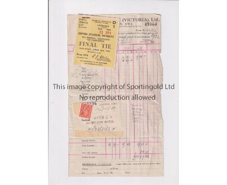 1948 FA CUP FINAL        Ticket stapled to a Wilton Hotel bill in Victoria London.    Generally good